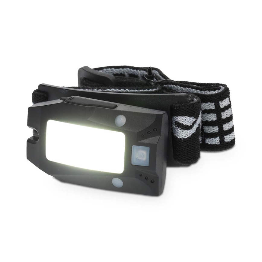 Dimmable Rechargeable LED Headlamp with Motion Sensor, 5V/500 mAh, IPX4 — Black