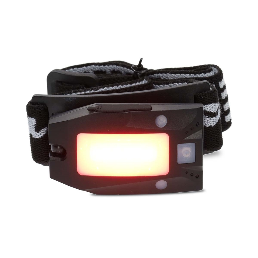 Dimmable Rechargeable LED Headlamp with Motion Sensor, 5V/500 mAh, IPX4 — Black