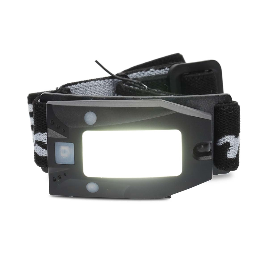 Dimmable Rechargeable LED Headlamp with Motion Sensor, 5V/500 mAh, IPX4 — Black