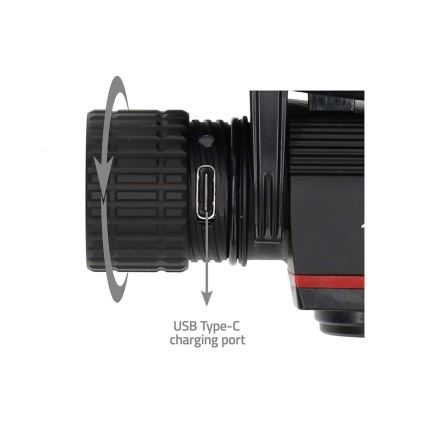 Dimmable LED Rechargeable Aluminum Headlamp LED/10W/5V 2200 mAh IPX8 Black