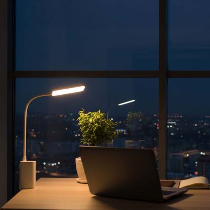 Dimmable Rechargeable Touch-Control LED Clip-On Flexible Desk Lamp, 5W / 1200 mAh, White