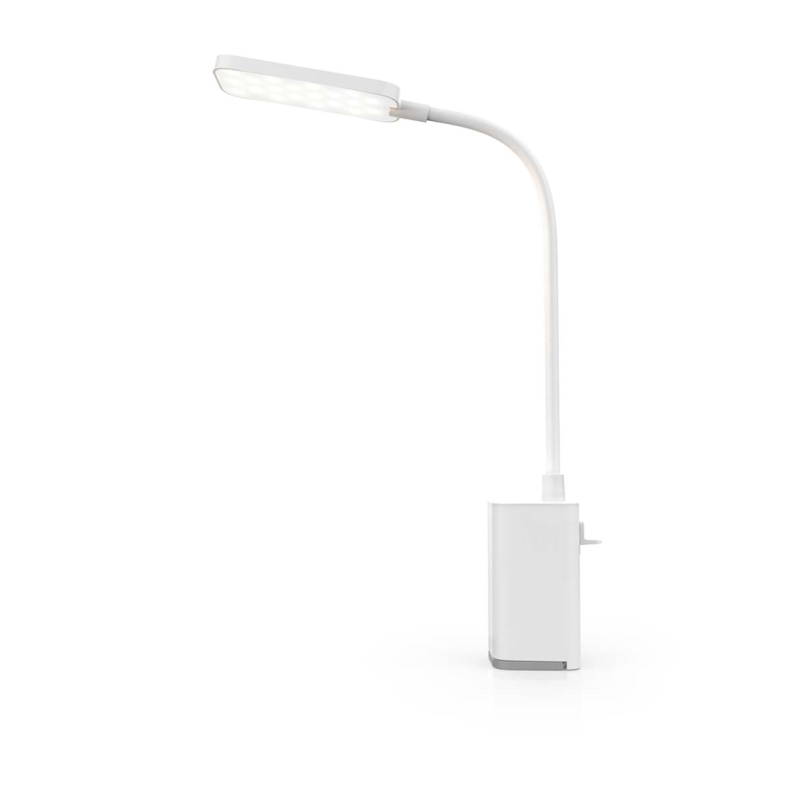 Dimmable Rechargeable Touch-Control LED Clip-On Flexible Desk Lamp, 5W / 1200 mAh, White