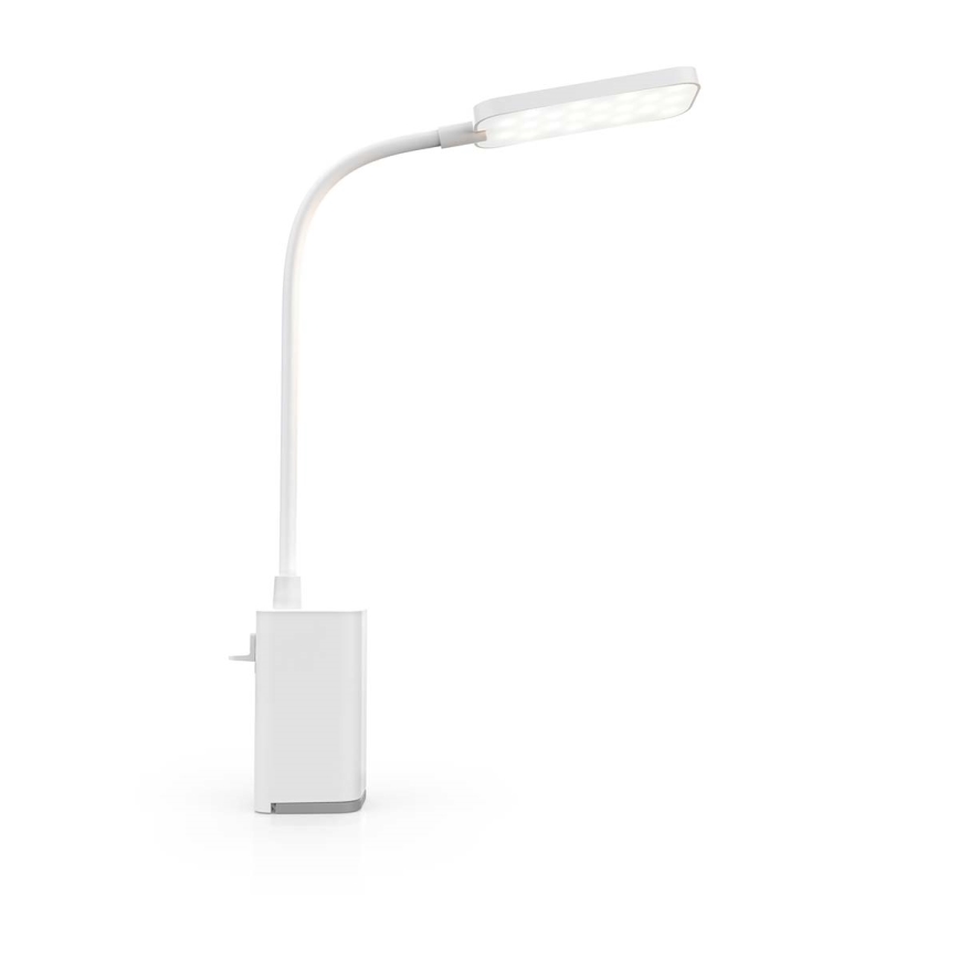 Dimmable Rechargeable Touch-Control LED Clip-On Flexible Desk Lamp, 5W / 1200 mAh, White