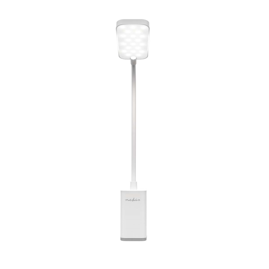 Dimmable Rechargeable Touch-Control LED Clip-On Flexible Desk Lamp, 5W / 1200 mAh, White