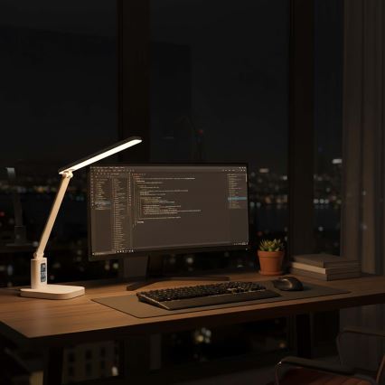 Dimmable rechargeable LED touch desk lamp with display LED/7,5W/1200 mAh 3000/4000/5700K CRI 90 white