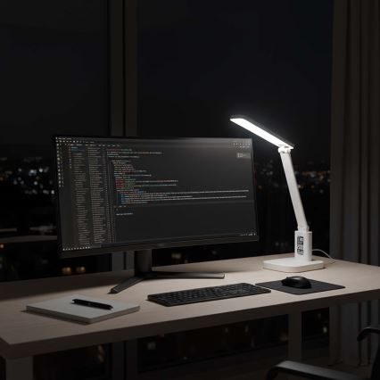 Dimmable rechargeable LED touch desk lamp with display LED/7,5W/1200 mAh 3000/4000/5700K CRI 90 white