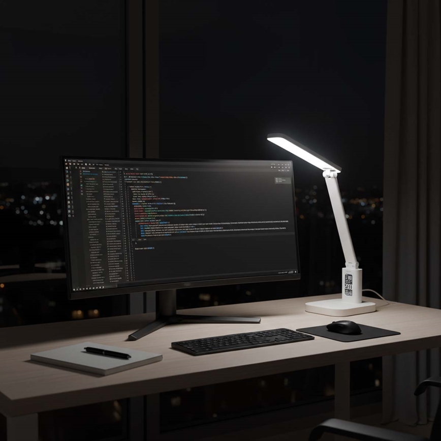 Dimmable rechargeable LED touch desk lamp with display LED/7,5W/1200 mAh 3000/4000/5700K CRI 90 white