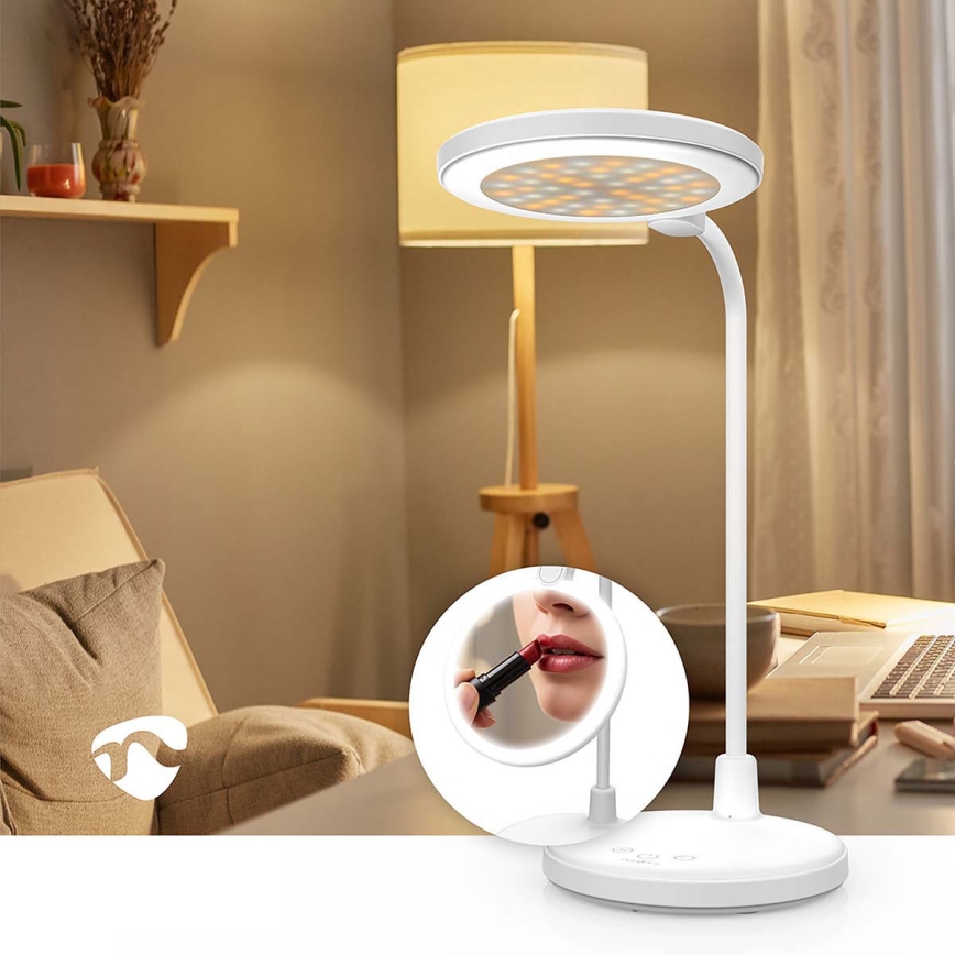LED Dimmable Rechargeable Touch Lamp with Mirror LED/6W/1200 mAh 3000/4000/5700K CRI 90 White
