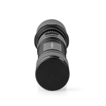 Dimmable LED Rechargeable Aluminum Flashlight — 10W, 5V, 2200 mAh, IPX4, Black