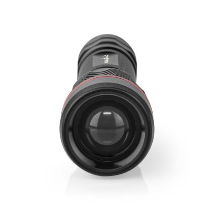 Dimmable Rechargeable Aluminum LED Flashlight, 10W, 5V, 2200 mAh, IPX7, Black