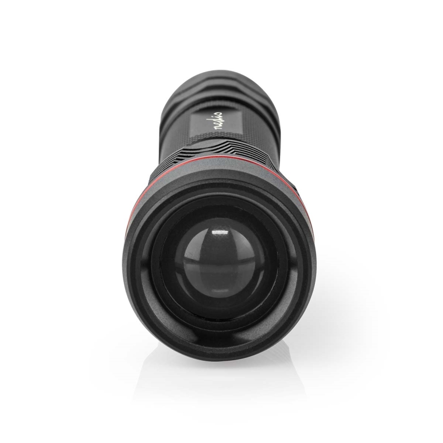 Dimmable Rechargeable Aluminum LED Flashlight, 10W, 5V, 2200 mAh, IPX7, Black