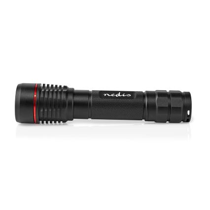 Dimmable Rechargeable Aluminum LED Flashlight, 10W, 5V, 2200 mAh, IPX7, Black