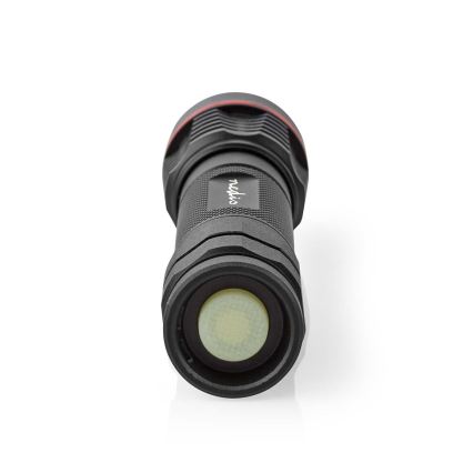 Dimmable Rechargeable Aluminum LED Flashlight, 10W, 5V, 2200 mAh, IPX7, Black