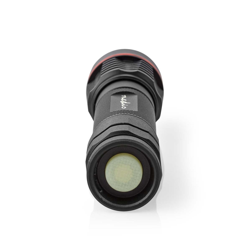 Dimmable Rechargeable Aluminum LED Flashlight, 10W, 5V, 2200 mAh, IPX7, Black