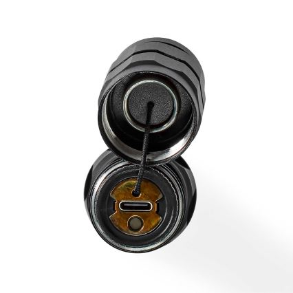 Dimmable Rechargeable Aluminum LED Flashlight, 10W, 5V, 2200 mAh, IPX7, Black