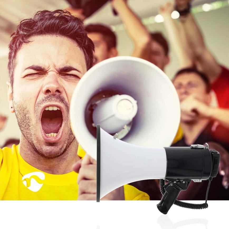 Megaphone with an external microphone USB 25W/8xC white/black