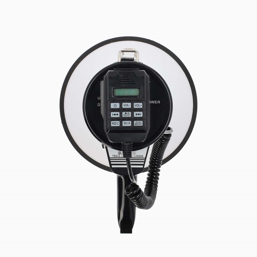 Megaphone with an external microphone USB 25W/8xC white/black