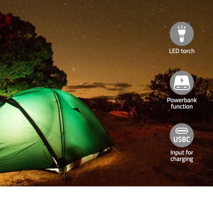 DAB+/FM hand-crank radio with solar panel and 5V/2500 mAh LED flashlight green/black