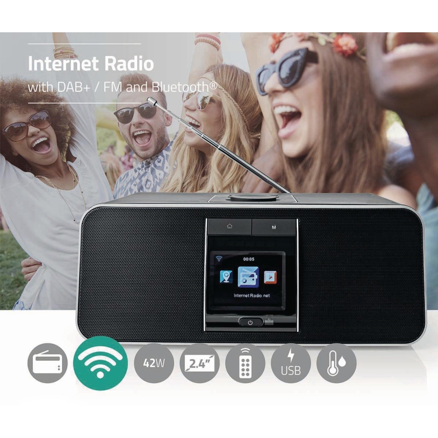 Multifunction internet radio 42W/230V DAB+ FM Wi-Fi Bluetooth USB + RC