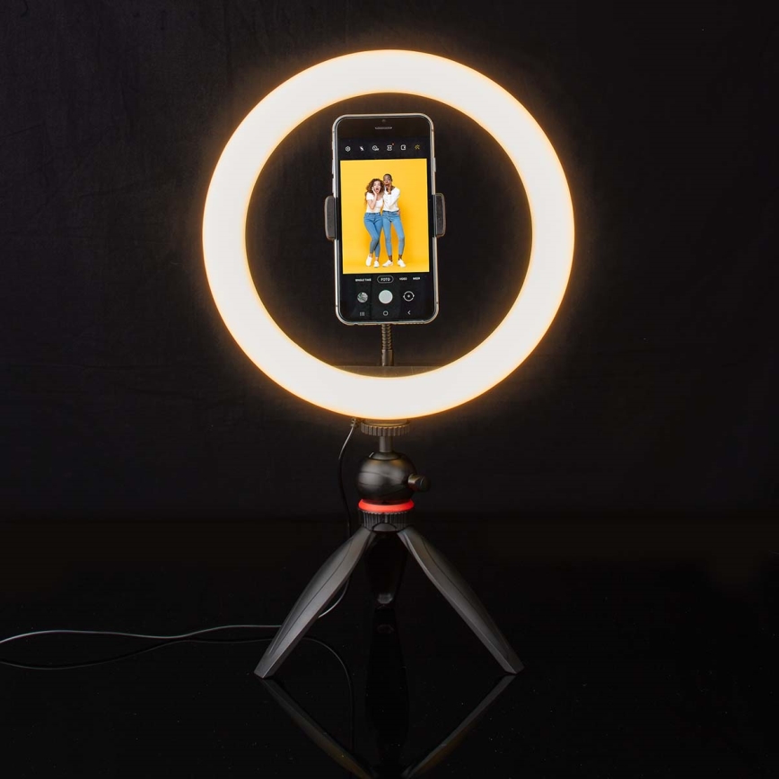 LED Dimmable lamp on a tripod with a holder for vlogging LED/6W/USB 2700-6700K