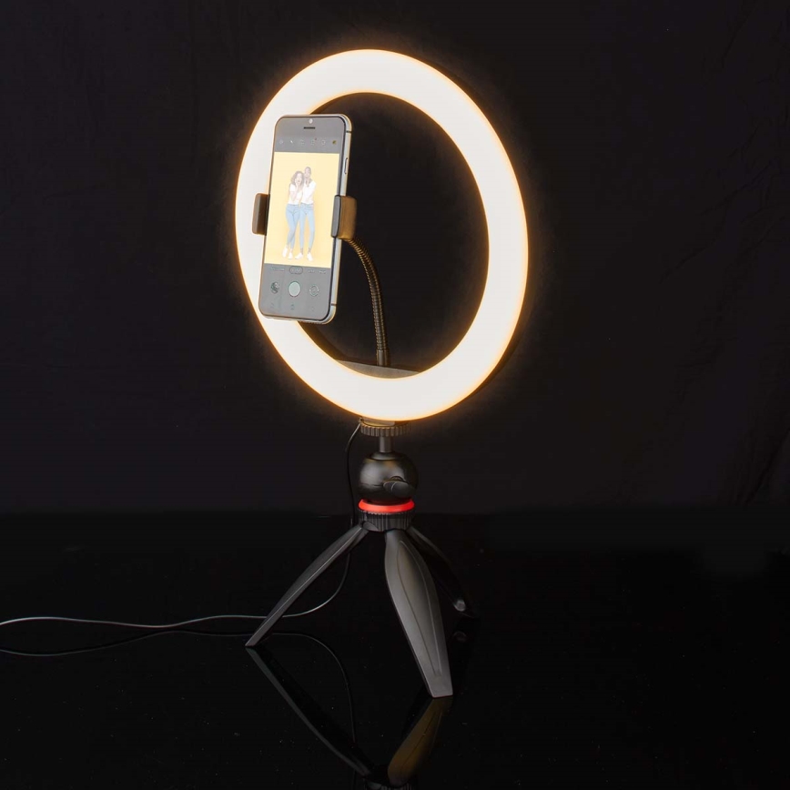 LED Dimmable lamp on a tripod with a holder for vlogging LED/6W/USB 2700-6700K