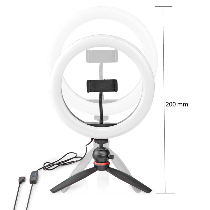 LED Dimmable lamp on a tripod with a holder for vlogging LED/6W/USB 2700-6700K