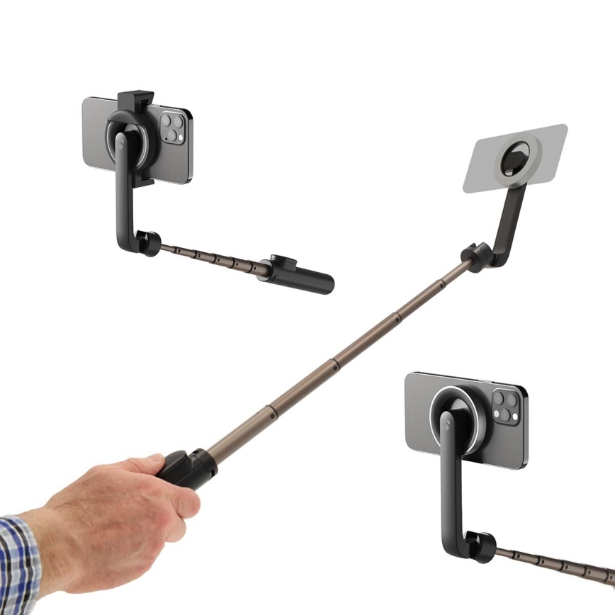 Magnetic foldable selfie stick 2in1 with a stand + remote control