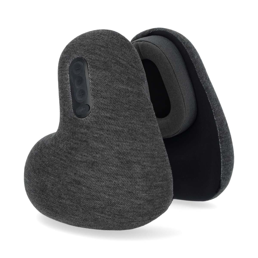 Travel pillow with built-in wireless headphones grey
