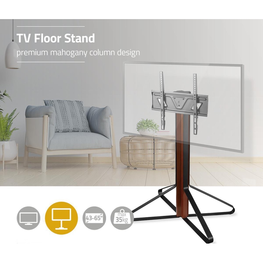 Floor stand for TV 43-65” mahogany