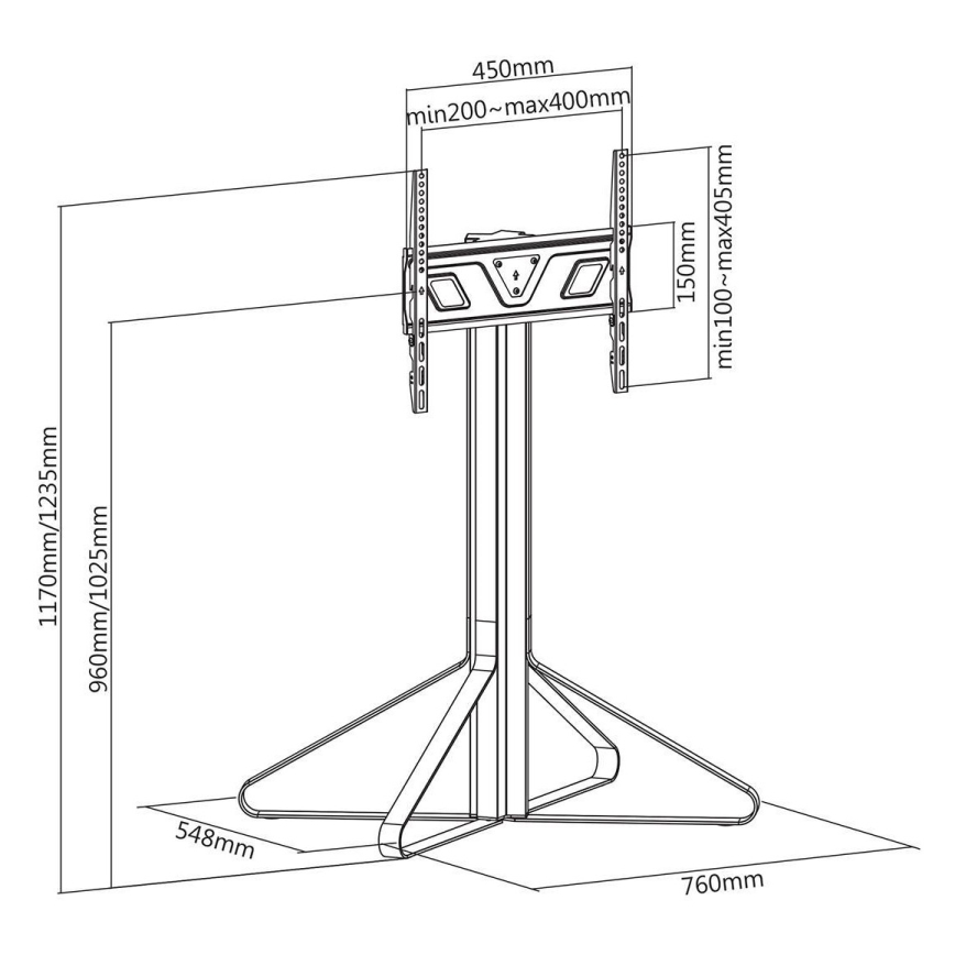Floor stand for TV 43-65” mahogany