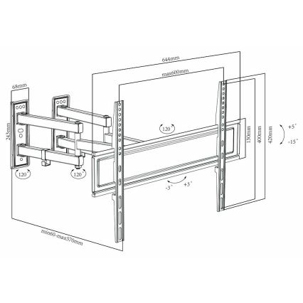 Wall holder for TV Full Motion 30-70”