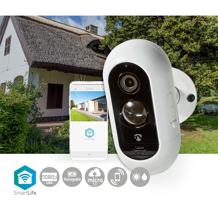 Smart outdoor rechargeable IP camera with PIR sensor Full HD 1080p 5V/5200mAh Wi-Fi IP65