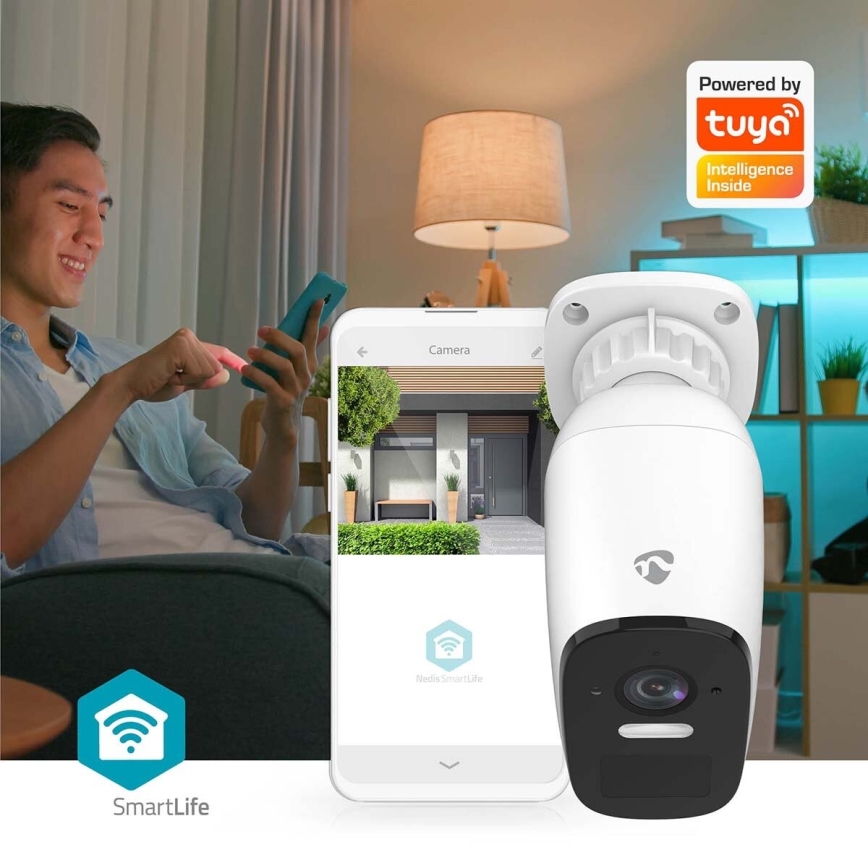 Smart outdoor rechargeable camera with sensor SmartLife 4MP Quad HD 1440p 5V/5200mAh Wi-Fi Tuya IP66
