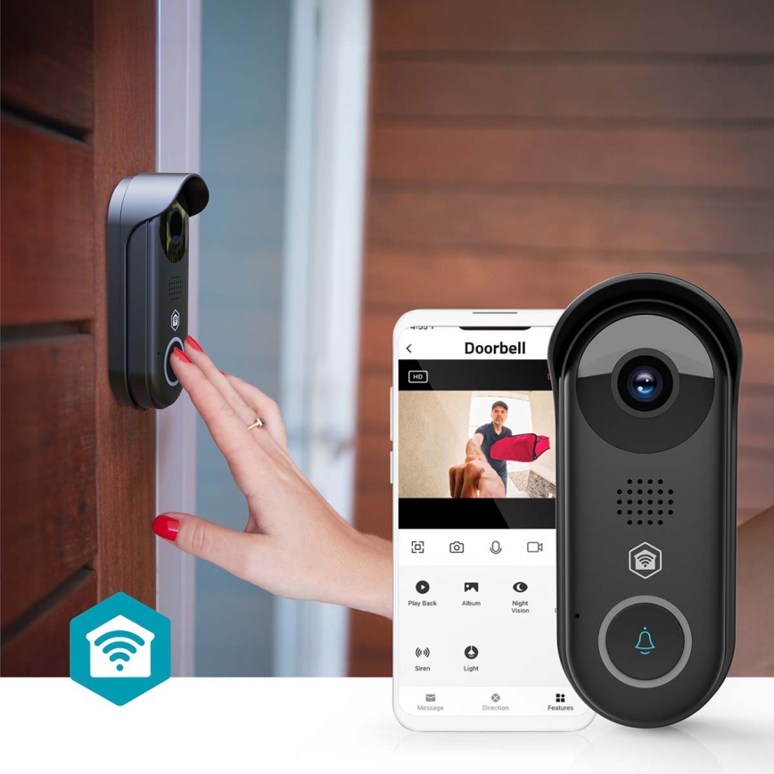 SmartLife Smart Video Doorbell with Motion Sensor, 5V, Full HD 1080p, IP54, Wi-Fi, Tuya