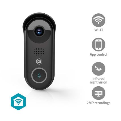 SmartLife Smart Video Doorbell with Motion Sensor, 5V, Full HD 1080p, IP54, Wi-Fi, Tuya