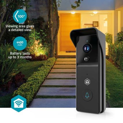 SmartLife 4400 mAh Video Doorbell with Motion Sensor — Full HD 1296p, IP44, Wi‑Fi (Tuya)