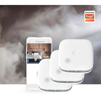 SET 3x Smoke detector SmartLife 3V/1xCR123A Wi-Fi Tuya