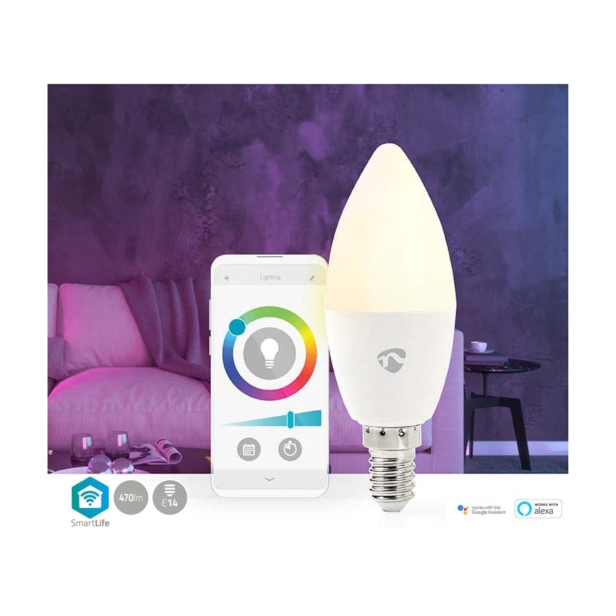 LED RGB Dimmable bulb Smartlife E14/4,9W/230V Wi-Fi 2700-6500K