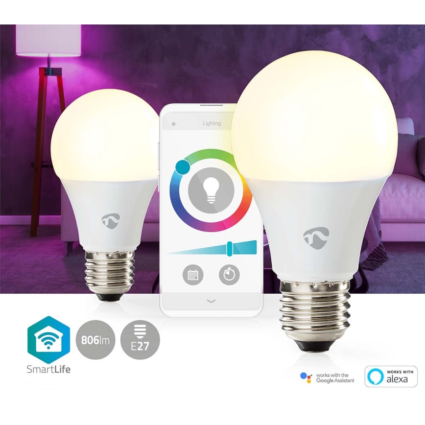 SET 2x LED RGBW Dimmable bulb SmartLife E27/9W/230V Wi-Fi 2700-6500K