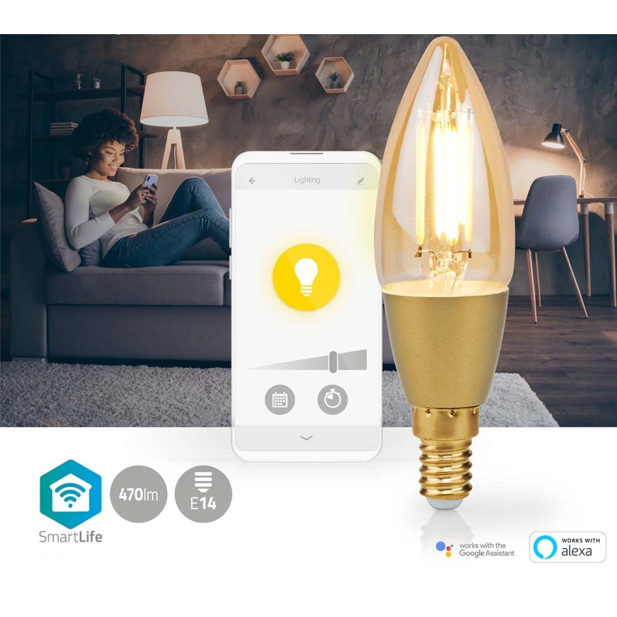 LED Dimmable bulb Smartlife E14/4,9W/230V 1800-3000K Wi-Fi Tuya