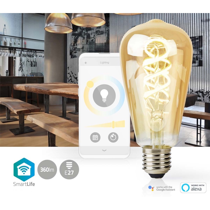 LED Dimmable bulb ST64 E27/4,9W/230V Wi-Fi 1800-6500K