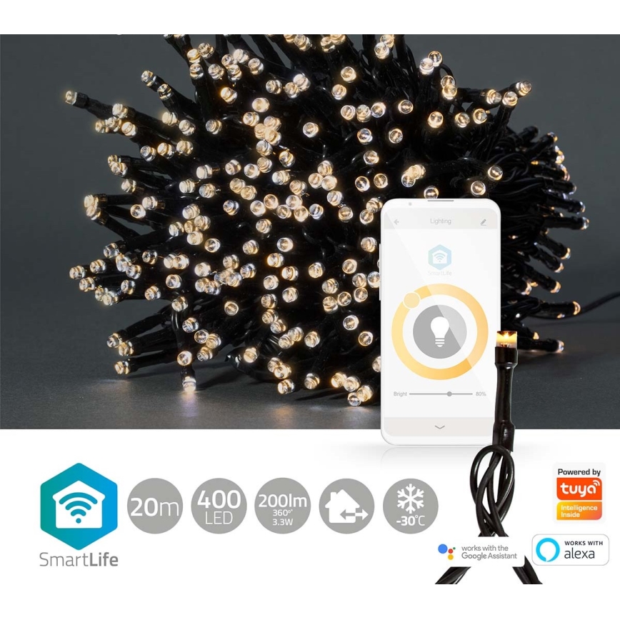 LED Outdoor Christmas chain 400xLED/8 functions 25m IP65 Wi-Fi Tuya warm white