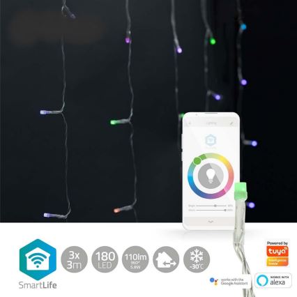 LED RGB Christmas curtain 180xLED/7 functions 6m IP65 Wi-Fi Tuya