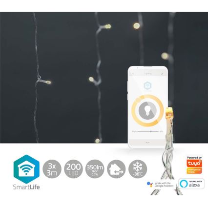 LED Outdoor Christmas curtain 200xLED/8 functions 6m IP65 Wi-Fi Tuya warm white