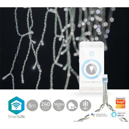 LED Christmas curtain 240xLED/8 functions 8m IP65 Wi-Fi Tuya cool white