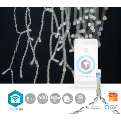 LED Outdoor Christmas curtain 400xLED/8 functions 11m IP65 Wi-Fi Tuya cool white