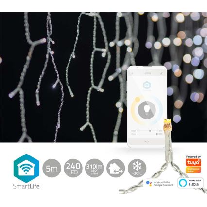 LED Christmas curtain 240xLED/11 functions 8m IP65 Wi-Fi Tuya warm to cool white