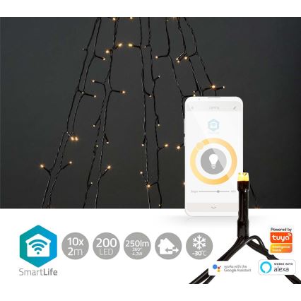 LED Outdoor Christmas curtain 200xLED/8 functions 10x2m IP65 Wi-Fi Tuya warm white