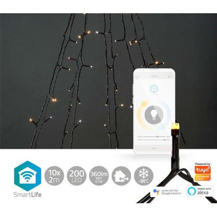 LED Outdoor Christmas curtain 200xLED/8 functions 10x2m IP65 Wi-Fi Tuya warm to cool white