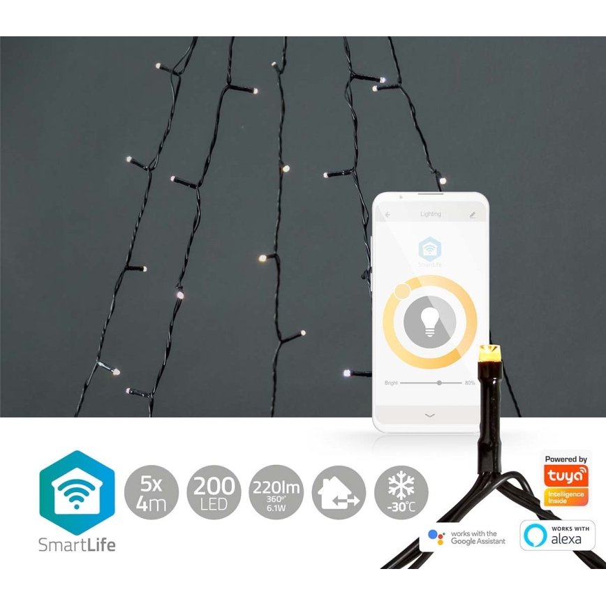 LED Outdoor Christmas curtain 200xLED/8 functions 5x7m IP65 Wi-Fi Tuya